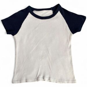 Brandy-melville Women's White and Blue T-shirt